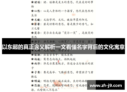 以东超的真正含义解析一文看懂名字背后的文化寓意